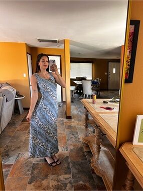 Teddi Size Small Blue Floral Sleeveless Maxi Dress | Cottagecore